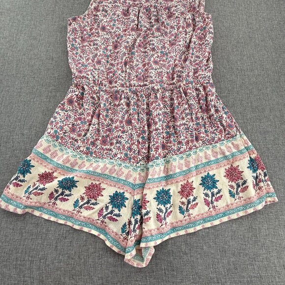 American Eagle Floral Romper Shorts Sleeveless Large Relaxed Fit Cotton &Viscose - Picture 14 of 16